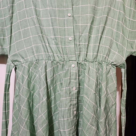 Mint Plaid Mini Tie Waist Dress in Large Size - Picture 3 of 7